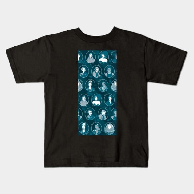 inspiring women - teal Kids T-Shirt by kobyakov